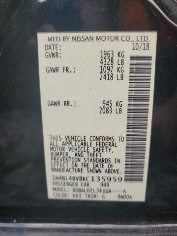 Photo 10 from auction – 2019 NISSAN ALTIMA S with VIN 1N4BL4BV8KC135959