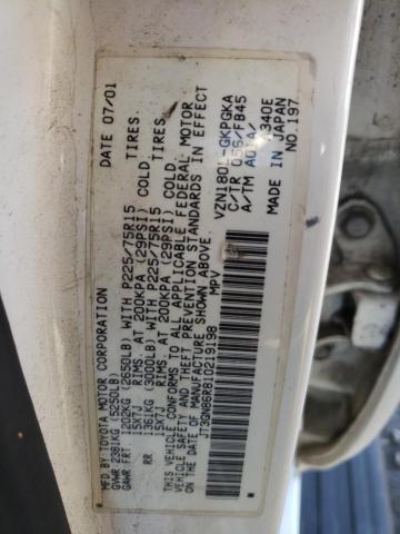 Photo 10 from auction – 2001 TOYOTA 4RUNNER SR with VIN JT3GN86R810219198