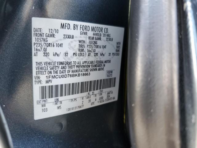 Photo 10 from auction – 2011 FORD ESCAPE XLT with VIN 1FMCU0D76BKB18663