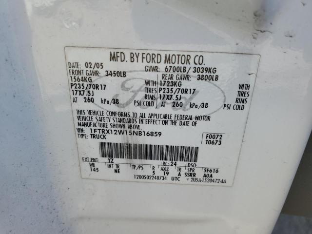 Photo 10 from auction – 2005 FORD F150 with VIN 1FTRX12W15NB16859