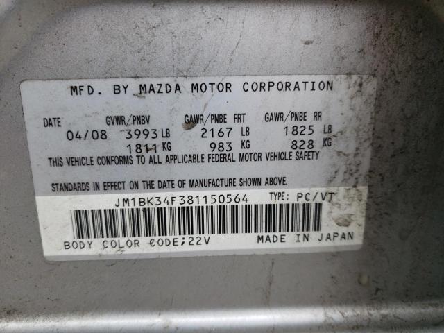 Photo 10 from auction – 2008 MAZDA 3 I with VIN JM1BK34F381150564