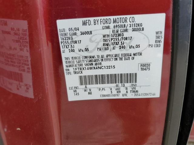 Photo 10 from auction – 2004 FORD F150 with VIN 1FTRX14WX4NC13215