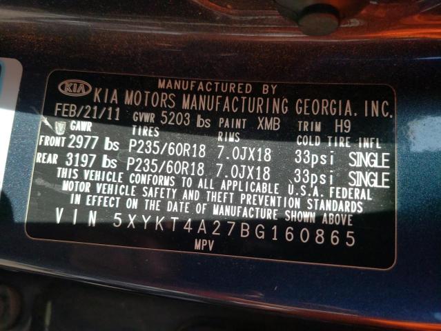 Photo 10 from auction – 2011 KIA SORENTO BA with VIN 5XYKT4A27BG160865