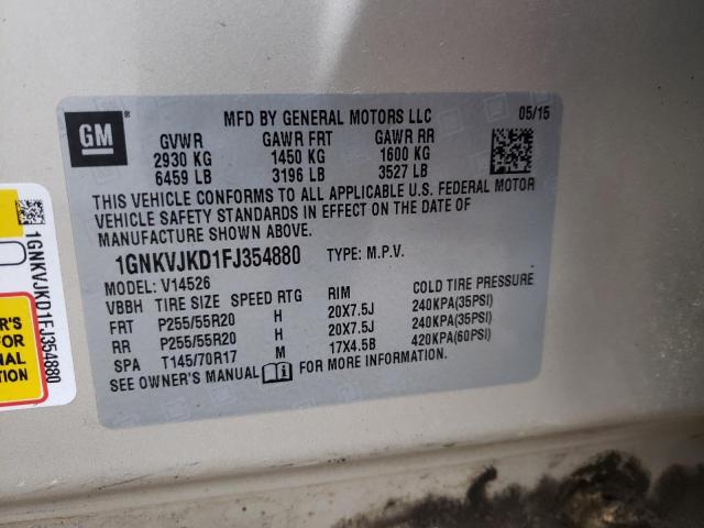 Photo 10 from auction – 2015 CHEVROLET TRAVERSE L with VIN 1GNKVJKD1FJ354880