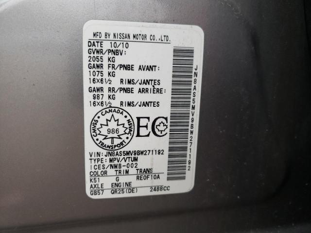 Photo 10 from auction – 2011 NISSAN ROGUE S with VIN JN8AS5MV9BW271192