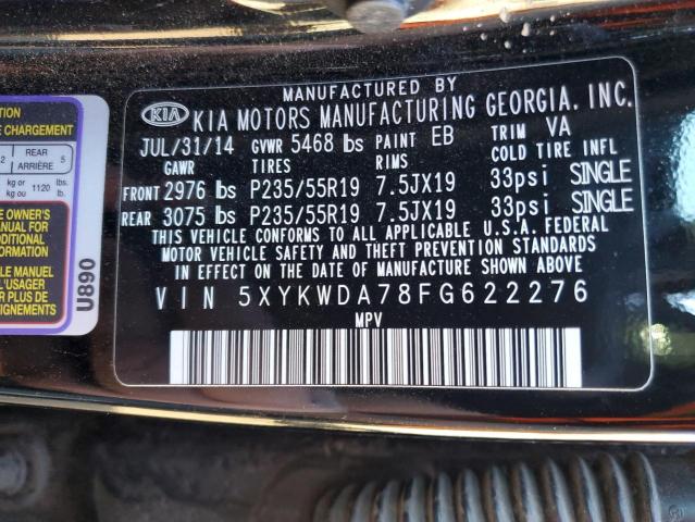 Photo 10 from auction – 2015 KIA SORENTO SX with VIN 5XYKWDA78FG622276