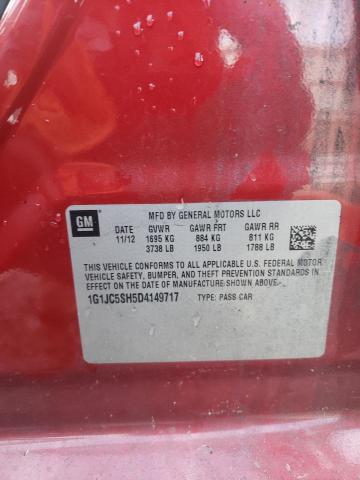 Photo 10 from auction – 2013 CHEVROLET SONIC LT with VIN 1G1JC5SH5D4149717