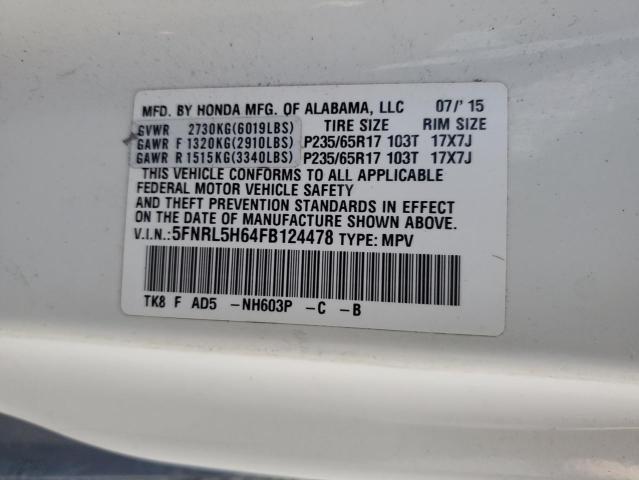 Photo 10 from auction – 2015 HONDA ODYSSEY EX with VIN 5FNRL5H64FB124478