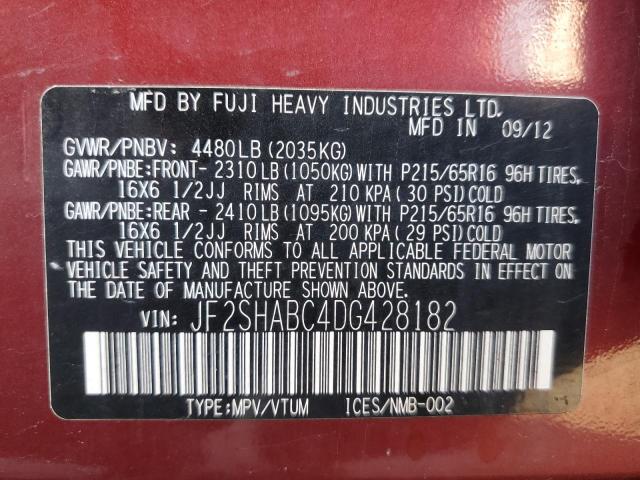 Photo 10 from auction – 2013 SUBARU FORESTER 2 with VIN JF2SHABC4DG428182