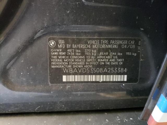 Photo 10 from auction – 2008 BMW 335 XI with VIN WBAVD53508A253384