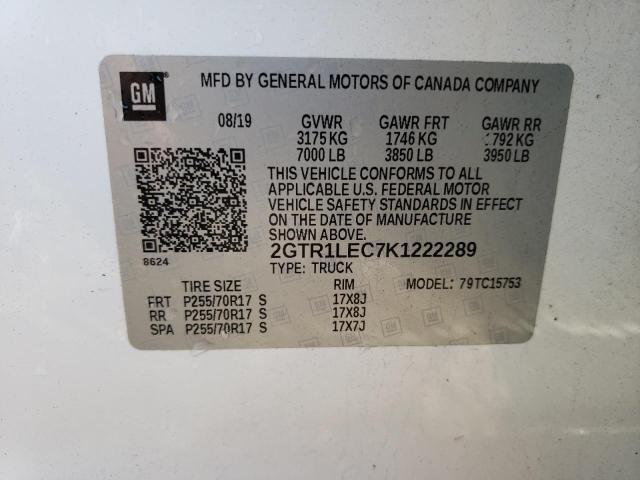 Photo 10 from auction – 2019 GMC SIERRA LIM with VIN 2GTR1LEC7K1222289