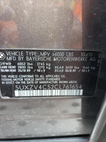 Photo 10 from auction – 2012 BMW X5 XDRIVE3 with VIN 5UXZV4C52CL761654