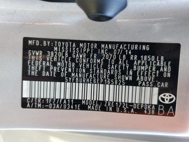 Photo 10 from auction – 2014 TOYOTA COROLLA L with VIN 5YFBURHE6EP165825