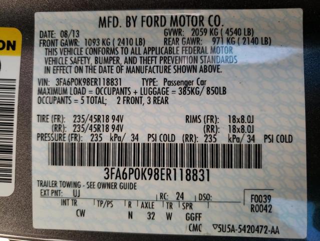 Photo 10 from auction – 2014 FORD FUSION TIT with VIN 3FA6P0K98ER118831