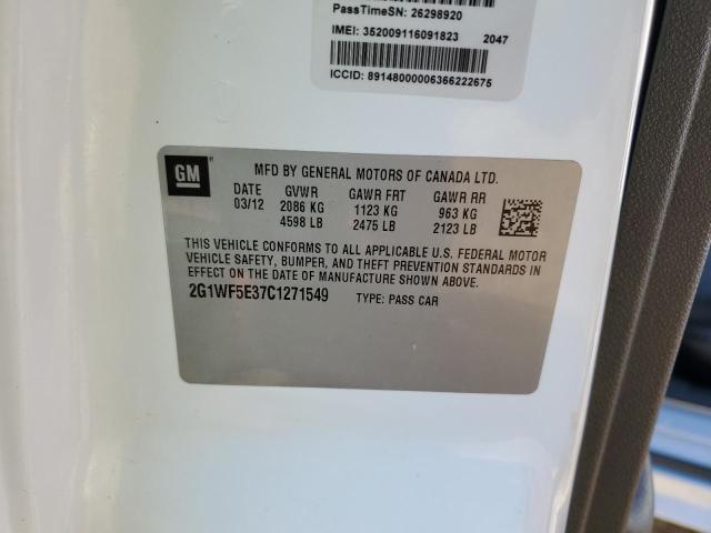 Photo 10 from auction – 2012 CHEVROLET IMPALA LS with VIN 2G1WF5E37C1271549