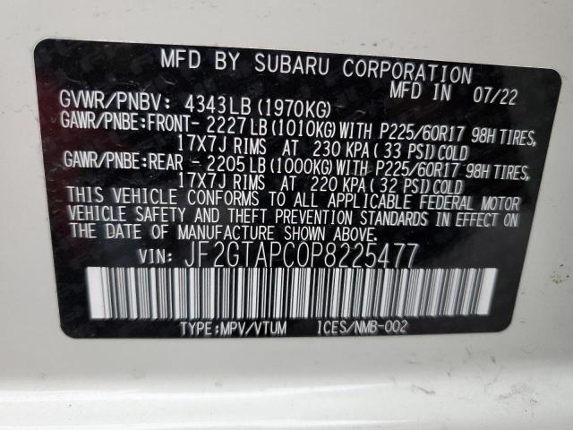 Photo 10 from auction – 2023 SUBARU CROSSTREK with VIN JF2GTAPC0P8225477