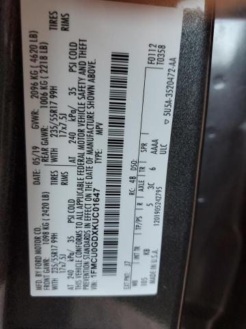 Photo 10 from auction – 2019 FORD ESCAPE SE with VIN 1FMCU0GDXKUC01647