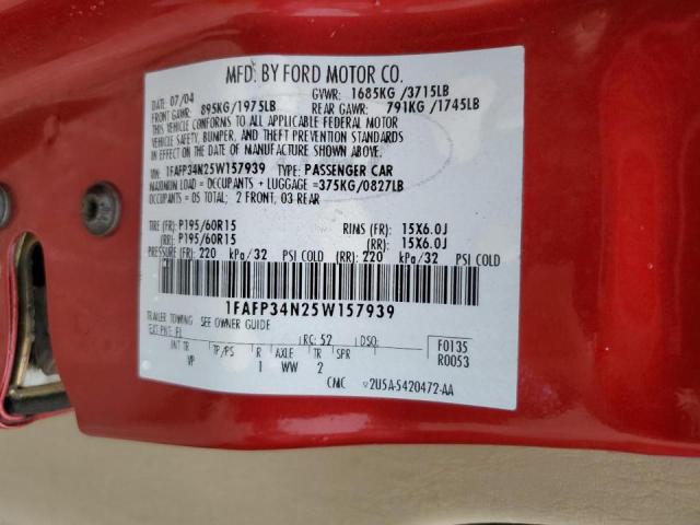 Photo 10 from auction – 2005 FORD FOCUS ZX4 with VIN 1FAFP34N25W157939