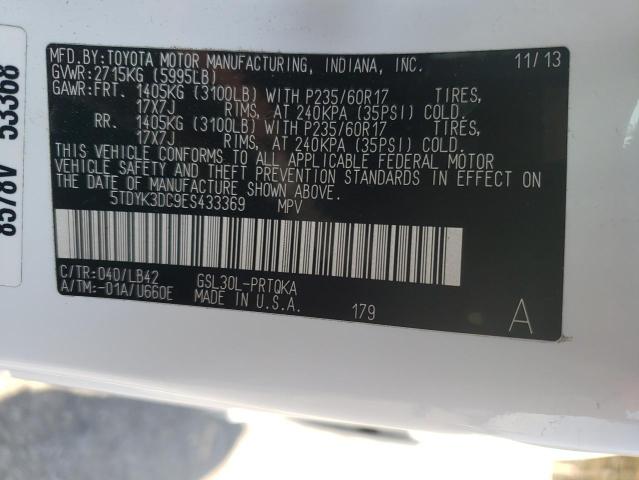 Photo 10 from auction – 2014 TOYOTA SIENNA XLE with VIN 5TDYK3DC9ES433369