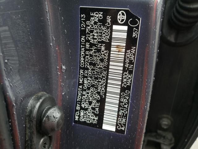 Photo 10 from auction – 2014 TOYOTA PRIUS with VIN JTDKN3DU5E1769443