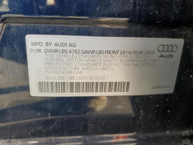 Photo 10 from auction – 2006 AUDI A4 2.0T QU with VIN WAUDF78E26A197259