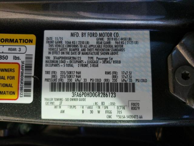 Photo 10 from auction – 2016 FORD FUSION SE with VIN 3FA6P0HD0GR286123
