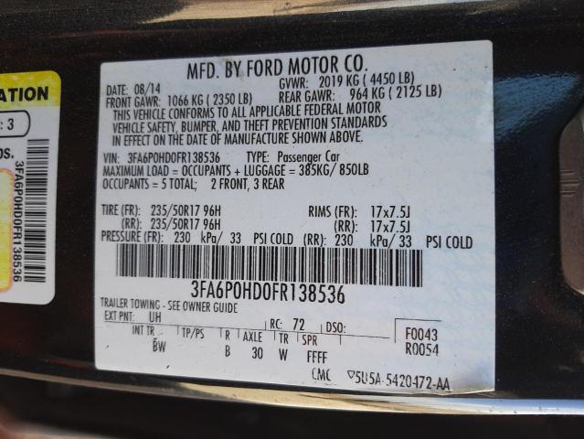 Photo 10 from auction – 2015 FORD FUSION SE with VIN 3FA6P0HD0FR138536