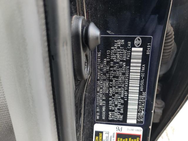 Photo 10 from auction – 2013 TOYOTA CAMRY L with VIN 4T4BF1FK8DR280076