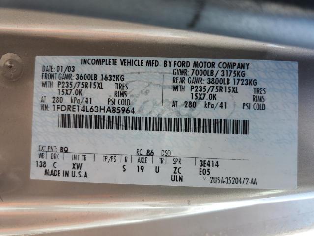 Photo 10 from auction – 2003 FORD ECONOLINE with VIN 1FDRE14L63HA85964