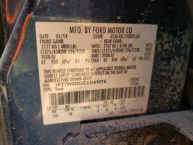 Photo 10 from auction – 2014 FORD F250 SUPER with VIN 1FT7W2B62EEB41074