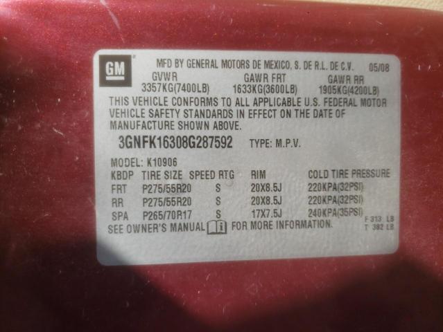 Photo 10 from auction – 2008 CHEVROLET SUBURBAN K with VIN 3GNFK16308G287592