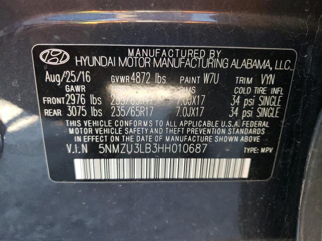 Photo 10 from auction – 2017 HYUNDAI SANTA FE S with VIN 5NMZU3LB3HH010687