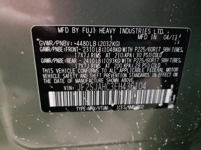 Photo 10 from auction – 2014 SUBARU FORESTER 2 with VIN JF2SJAHC3EH436104