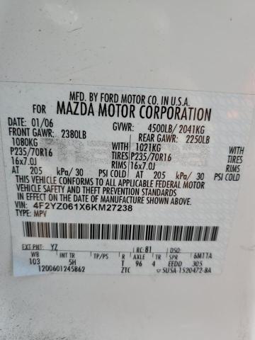 Photo 10 from auction – 2006 MAZDA TRIBUTE S with VIN 4F2YZ061X6KM27238