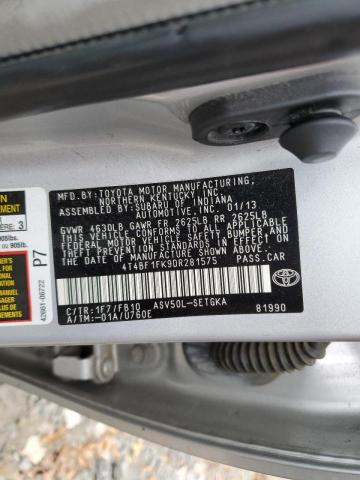 Photo 10 from auction – 2013 TOYOTA CAMRY L with VIN 4T4BF1FK9DR281575