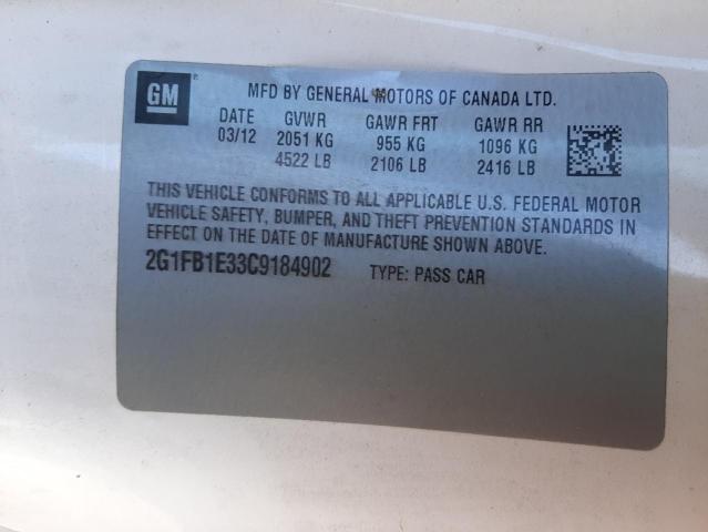 Photo 10 from auction – 2012 CHEVROLET CAMARO LT with VIN 2G1FB1E33C9184902