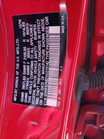 Photo 10 from auction – 2017 HONDA CIVIC EX with VIN SHHFK7H57HU215142