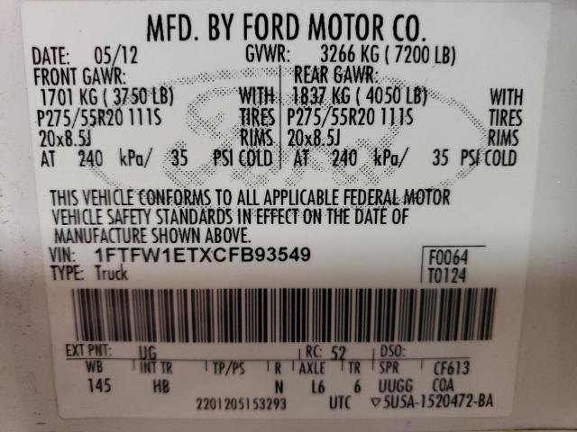 Photo 10 from auction – 2012 FORD F150 SUPER with VIN 1FTFW1ETXCFB93549
