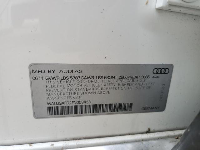 Photo 10 from auction – 2015 AUDI A8 QUATTRO with VIN WAUJGAFD2FN008433