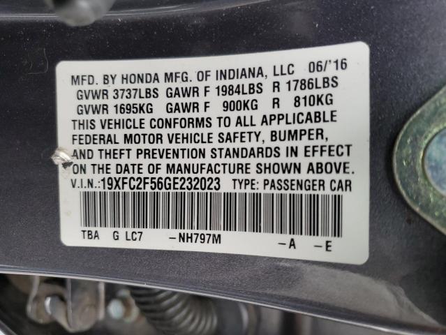 Photo 10 from auction – 2016 HONDA CIVIC LX with VIN 19XFC2F56GE232023