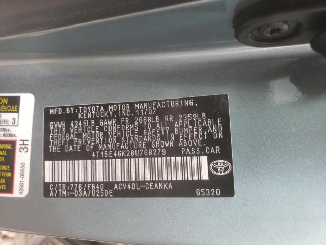 Photo 10 from auction – 2008 TOYOTA CAMRY CE with VIN 4T1BE46K28U768279