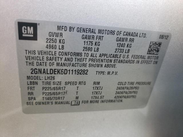 Photo 10 from auction – 2013 CHEVROLET EQUINOX LT with VIN 2GNALDEK6D1119282