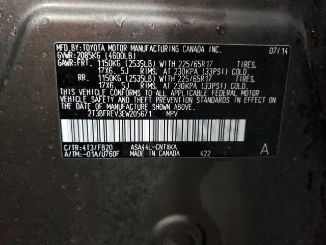 Photo 10 from auction – 2014 TOYOTA RAV4 LE with VIN 2T3BFREV3EW205671