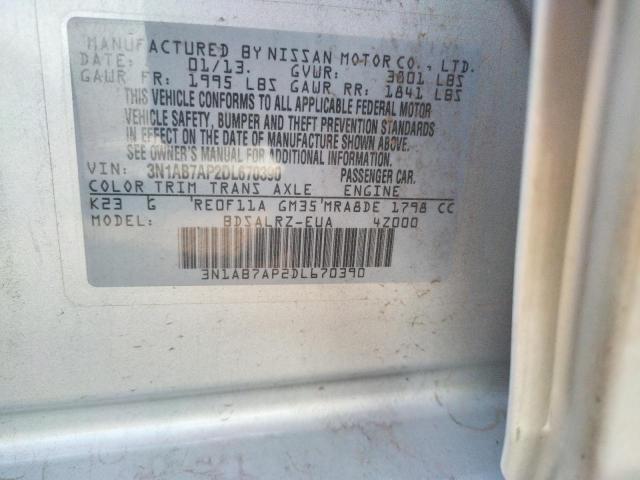 Photo 10 from auction – 2013 NISSAN SENTRA S with VIN 3N1AB7AP2DL670390
