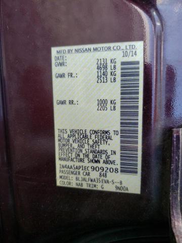 Photo 10 from auction – 2014 NISSAN MAXIMA S with VIN 1N4AA5AP1EC909208