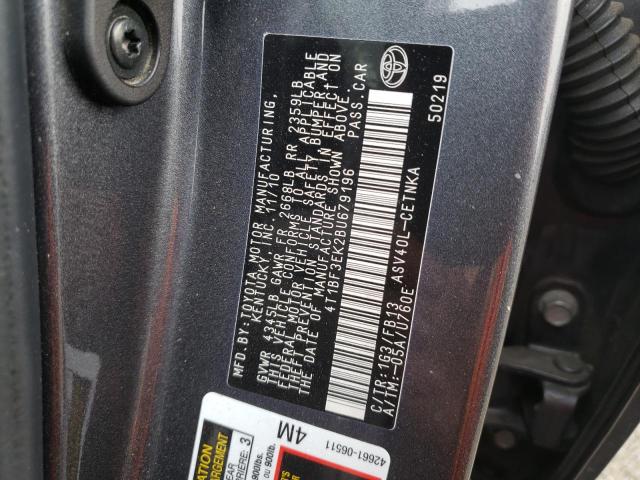Photo 10 from auction – 2011 TOYOTA CAMRY BASE with VIN 4T1BF3EK2BU679196