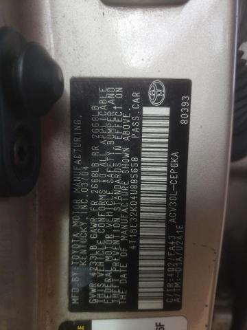 Photo 10 from auction – 2004 TOYOTA CAMRY LE with VIN 4T1BE32K04U885658