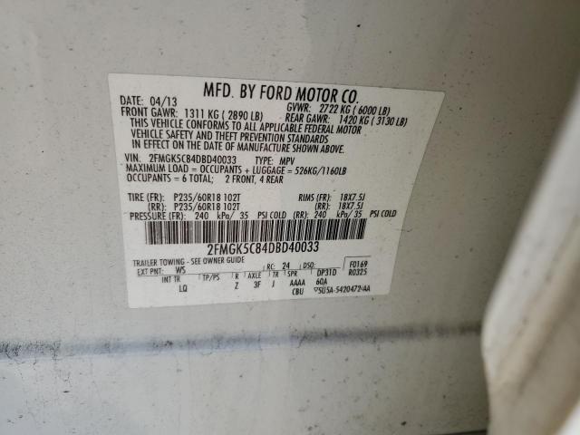 Photo 10 from auction – 2013 FORD FLEX SEL with VIN 2FMGK5C84DBD40033