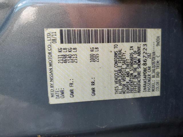 Photo 10 from auction – 2011 NISSAN MAXIMA S with VIN 1N4AA5AP0BC867223