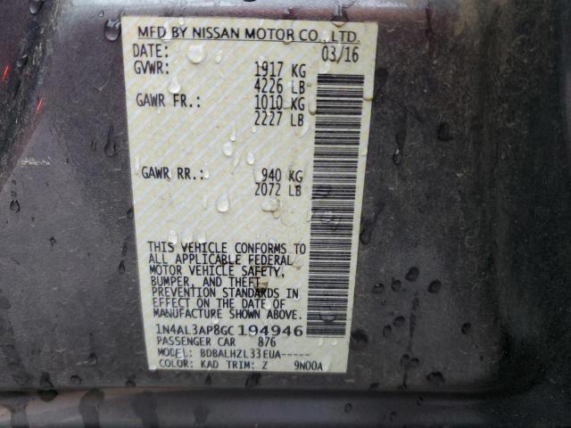 Photo 10 from auction – 2016 NISSAN ALTIMA 2.5 with VIN 1N4AL3AP8GC194946